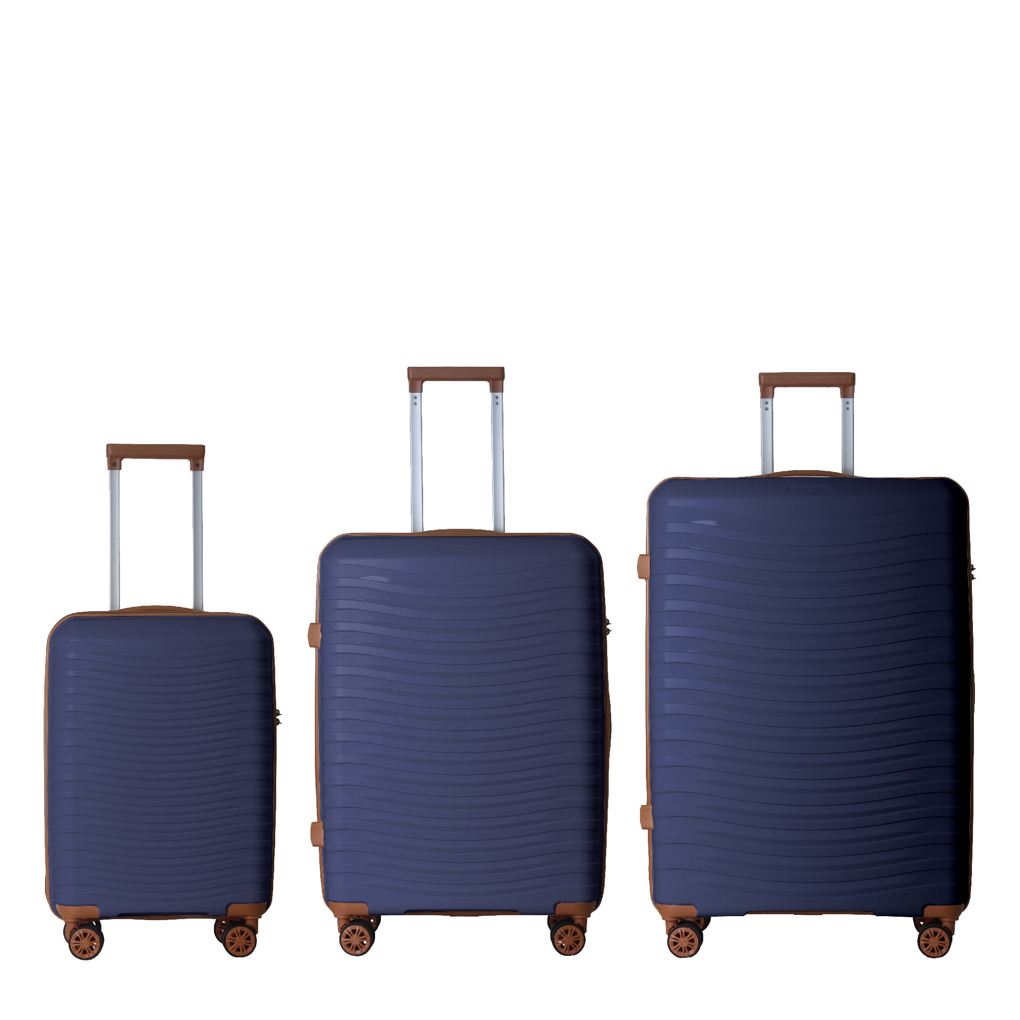 3-Piece Luggage Sets (20", 24", 28"), Suitcase With Wheels, Hardside Suitcase With Four Spinner Wheels And Scratch-Resistant Surface, Navy Blue_voghion.com